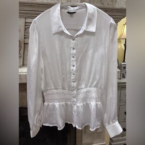 Versona White Blouse Rhinstone Buttons Size Medium
